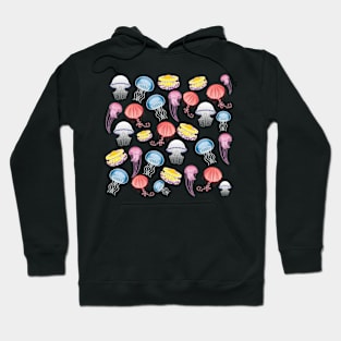 Jellyfishes of the Mediterranean Sea illustration colorful pattern Hoodie